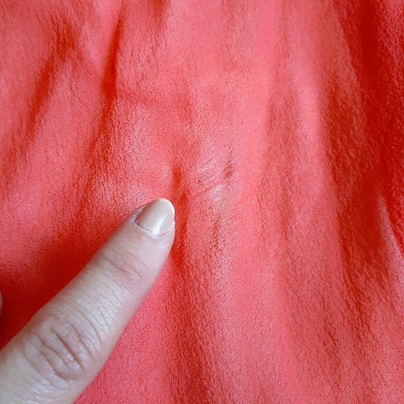 POLECI 100% Silk Cape Sleaveless Blouse in Bright Coral Red Pink Orange - Picture 13 of 16